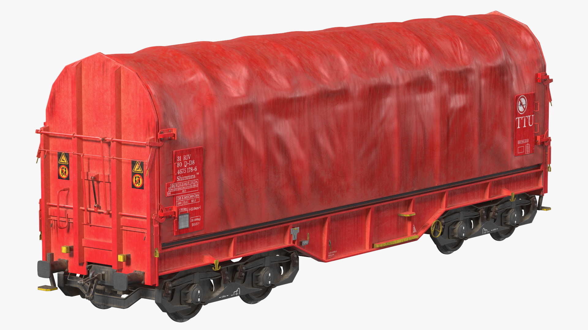 DB Cargo Coil Transporter Tarpaulin Freight Wagon Closed Dirty 3D
