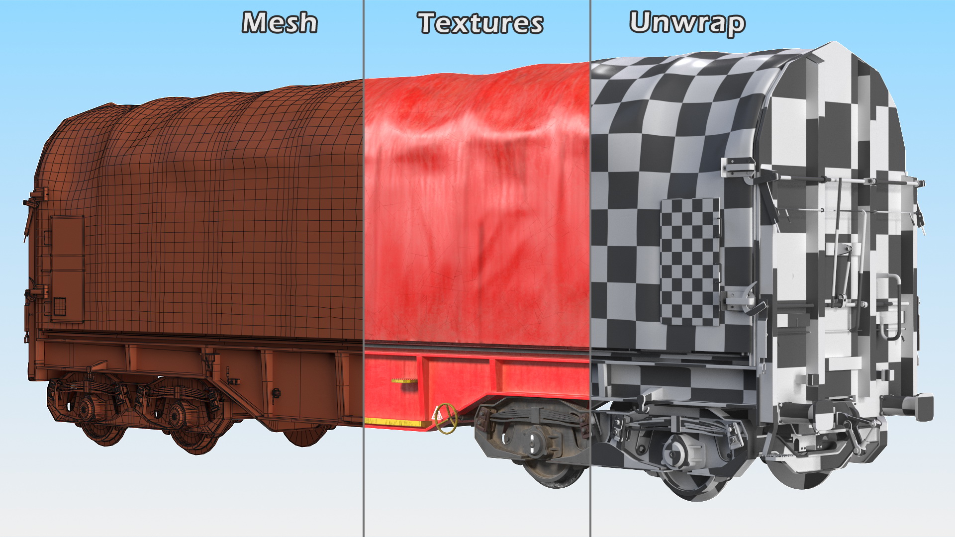 DB Cargo Coil Transporter Tarpaulin Freight Wagon Closed Dirty 3D