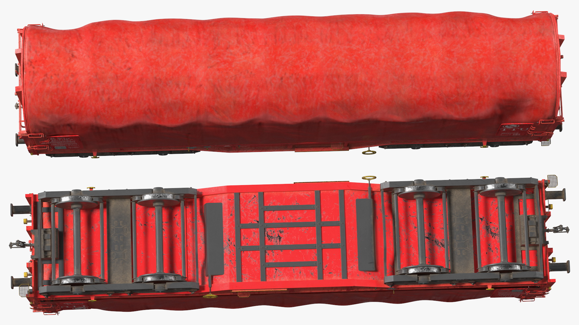 DB Cargo Coil Transporter Tarpaulin Freight Wagon Closed Dirty 3D