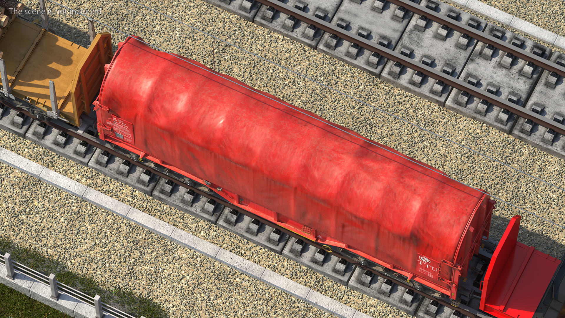 DB Cargo Coil Transporter Tarpaulin Freight Wagon Closed Dirty 3D