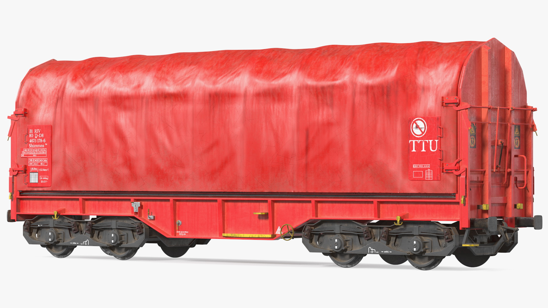 DB Cargo Coil Transporter Tarpaulin Freight Wagon Closed Dirty 3D