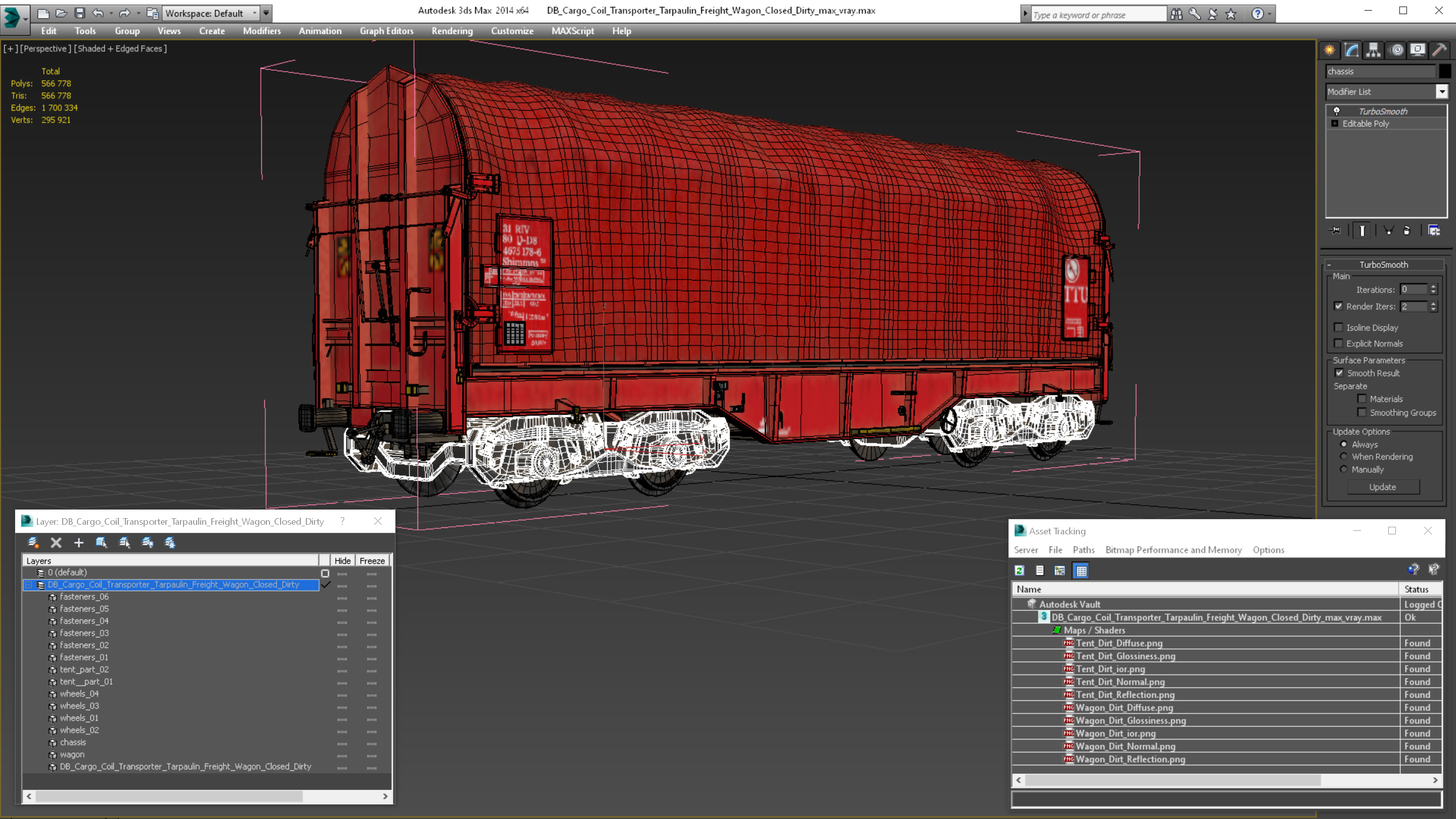 DB Cargo Coil Transporter Tarpaulin Freight Wagon Closed Dirty 3D