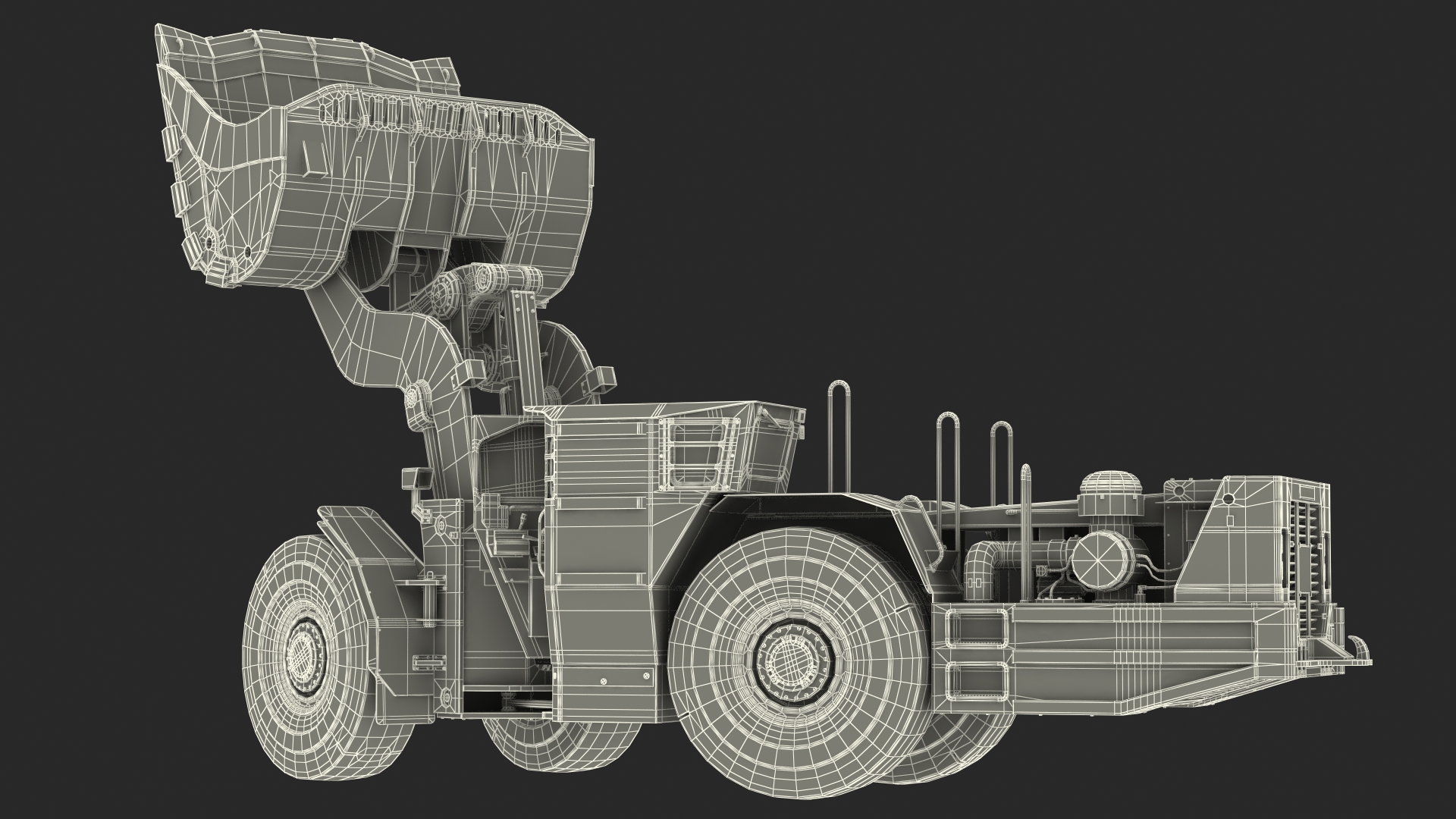 3D model Mining Loader Dirty Rigged for Maya