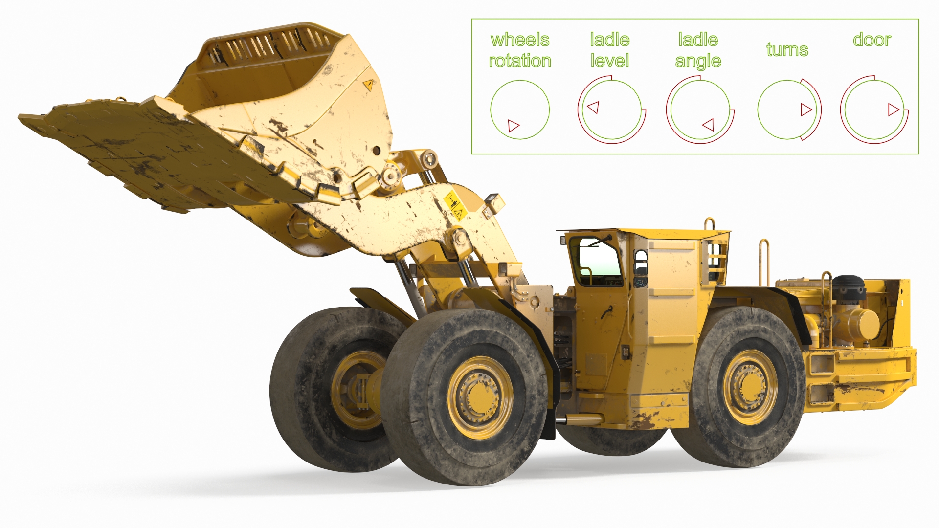 3D model Mining Loader Dirty Rigged for Maya