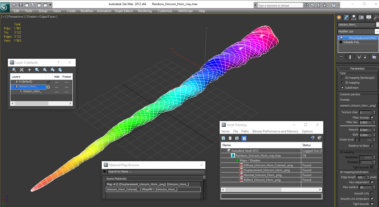 3D model Rainbow Unicorn Horn