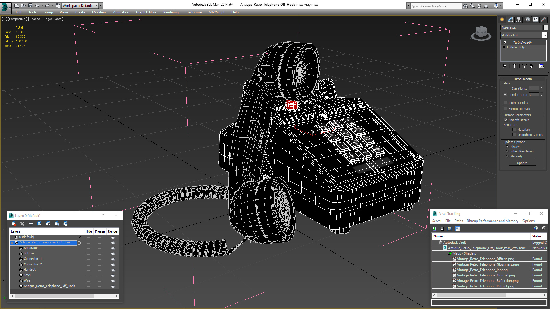 Antique Retro Telephone Off Hook 3D