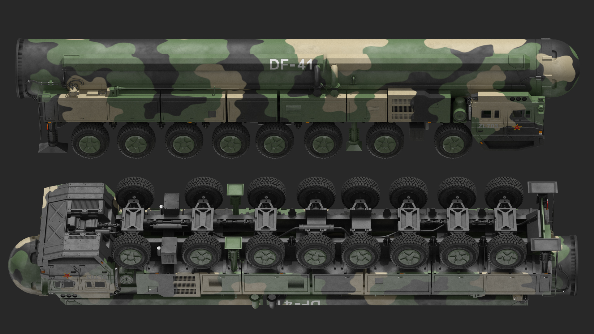 3D Dongfeng-41 ICBM Launch Vehicle Rigged model