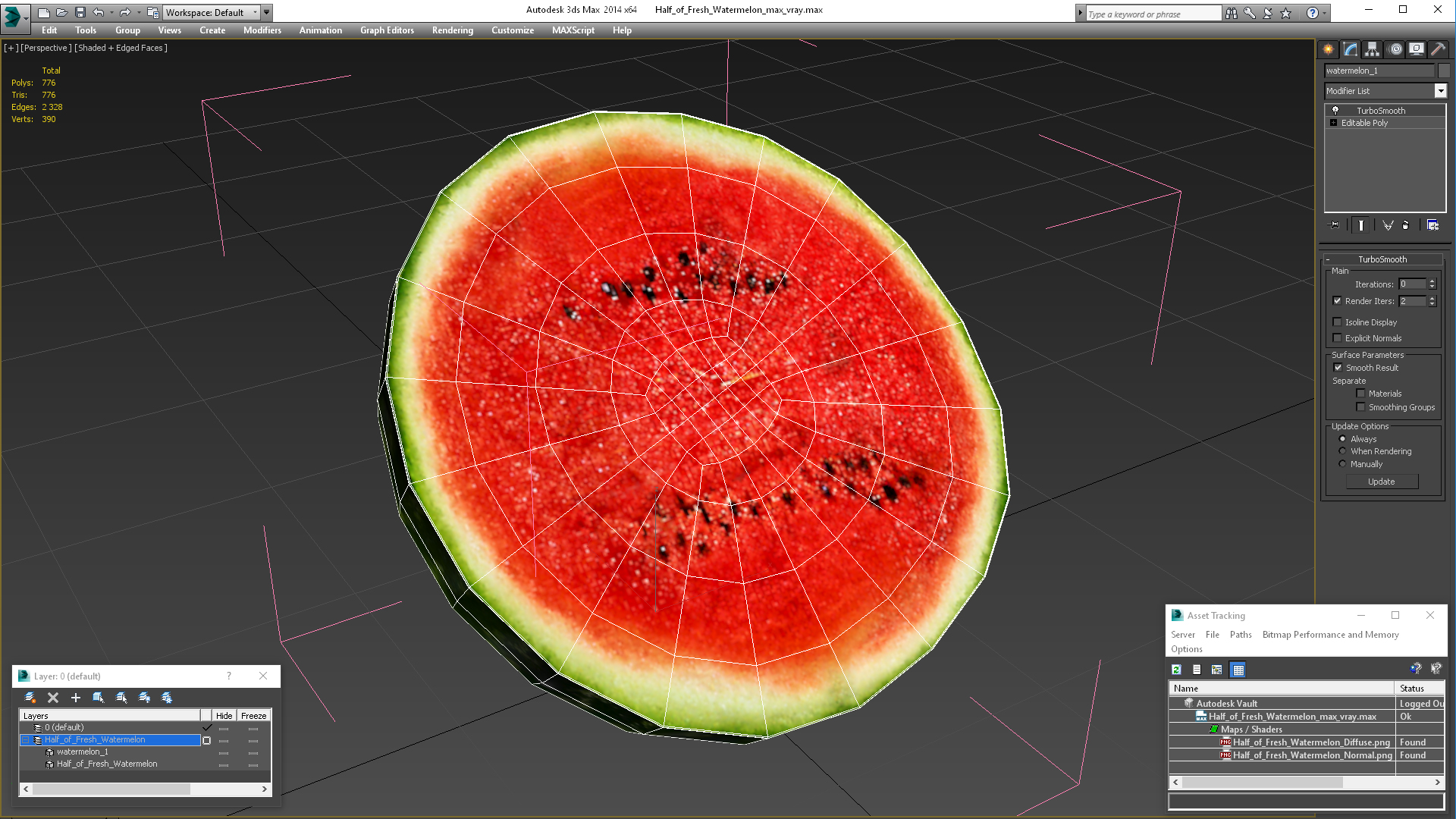 Half of Fresh Watermelon 3D model