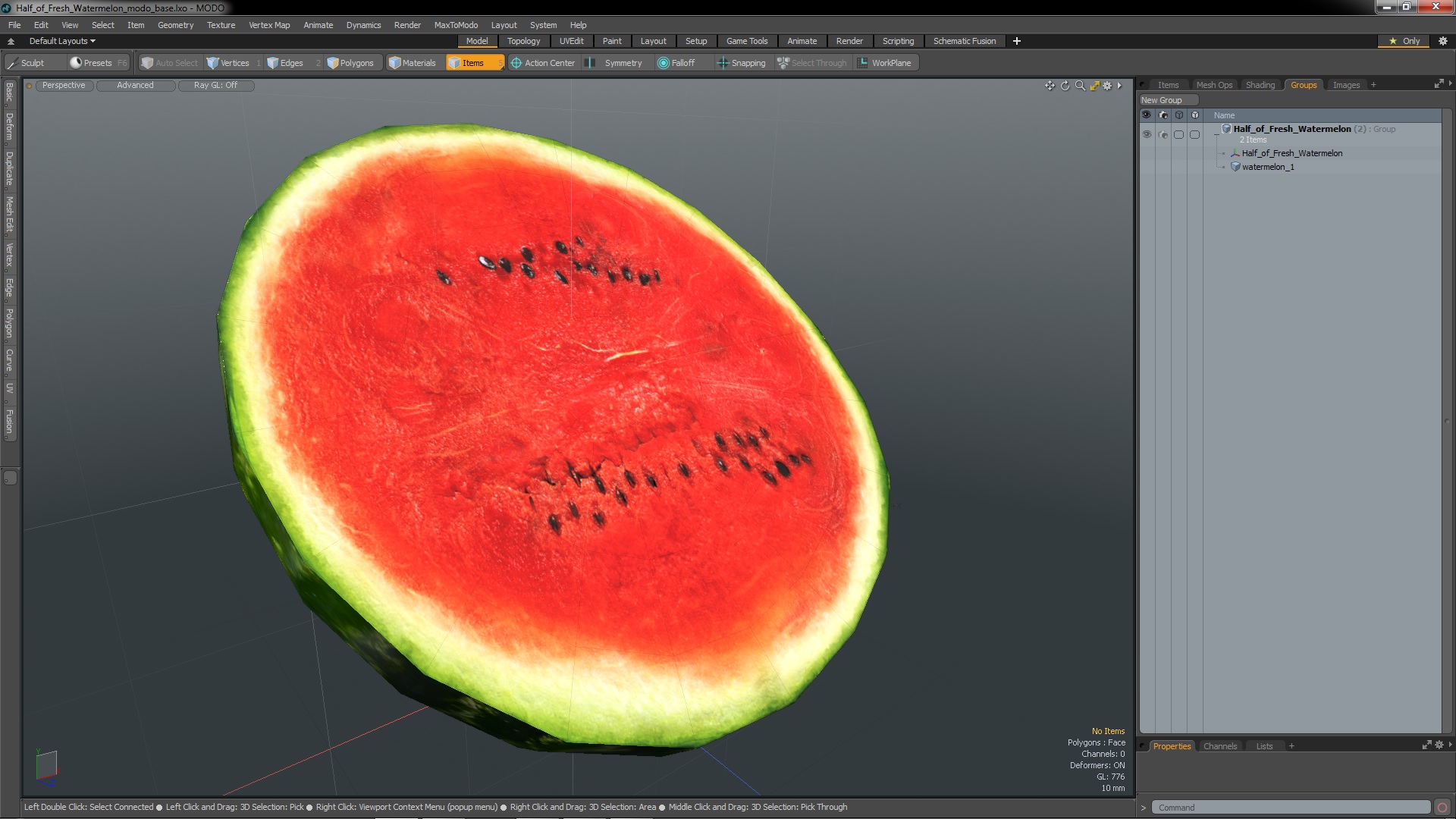 Half of Fresh Watermelon 3D model