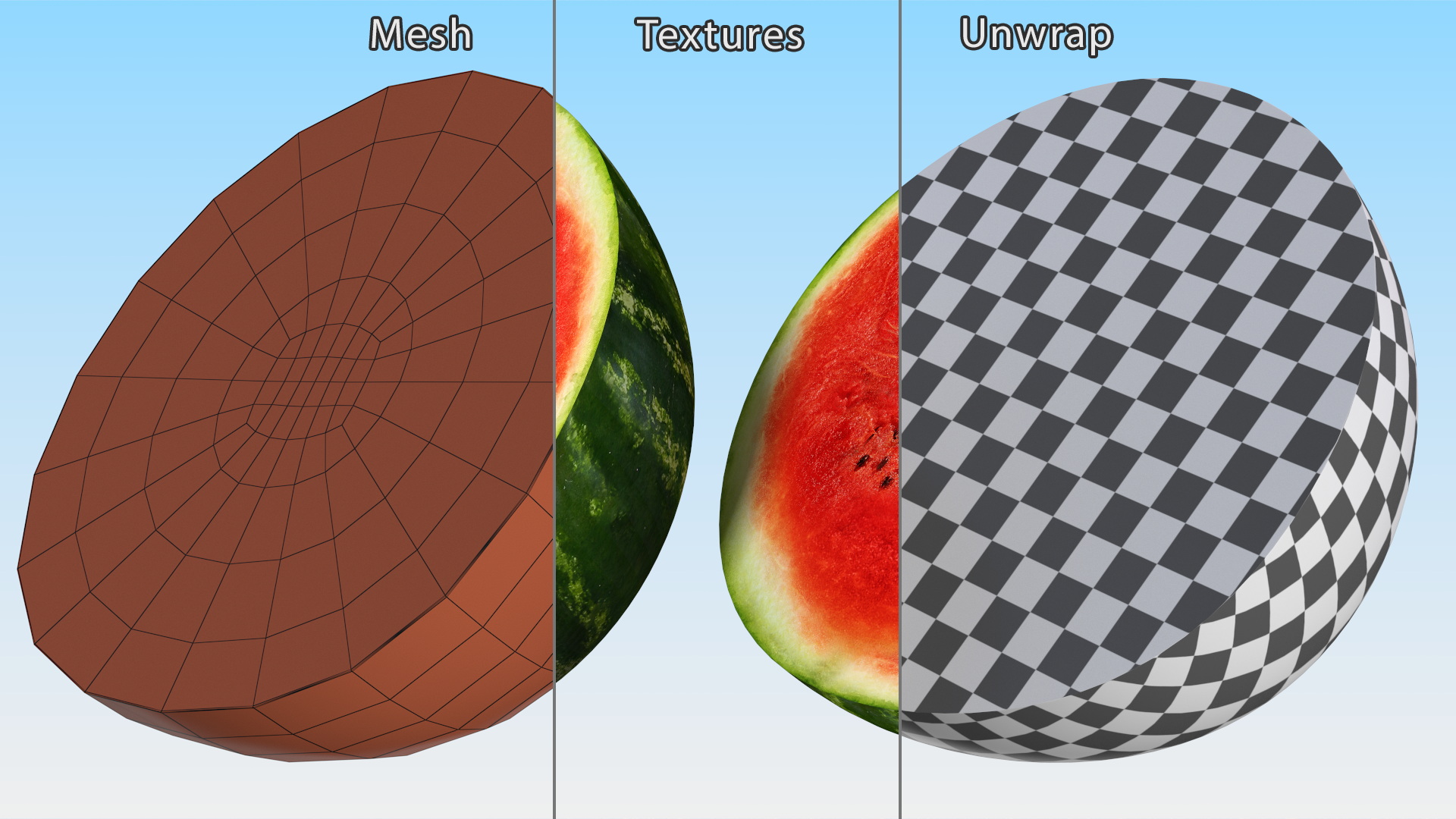Half of Fresh Watermelon 3D model