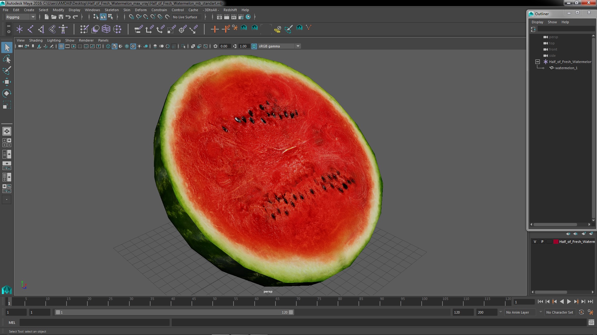 Half of Fresh Watermelon 3D model