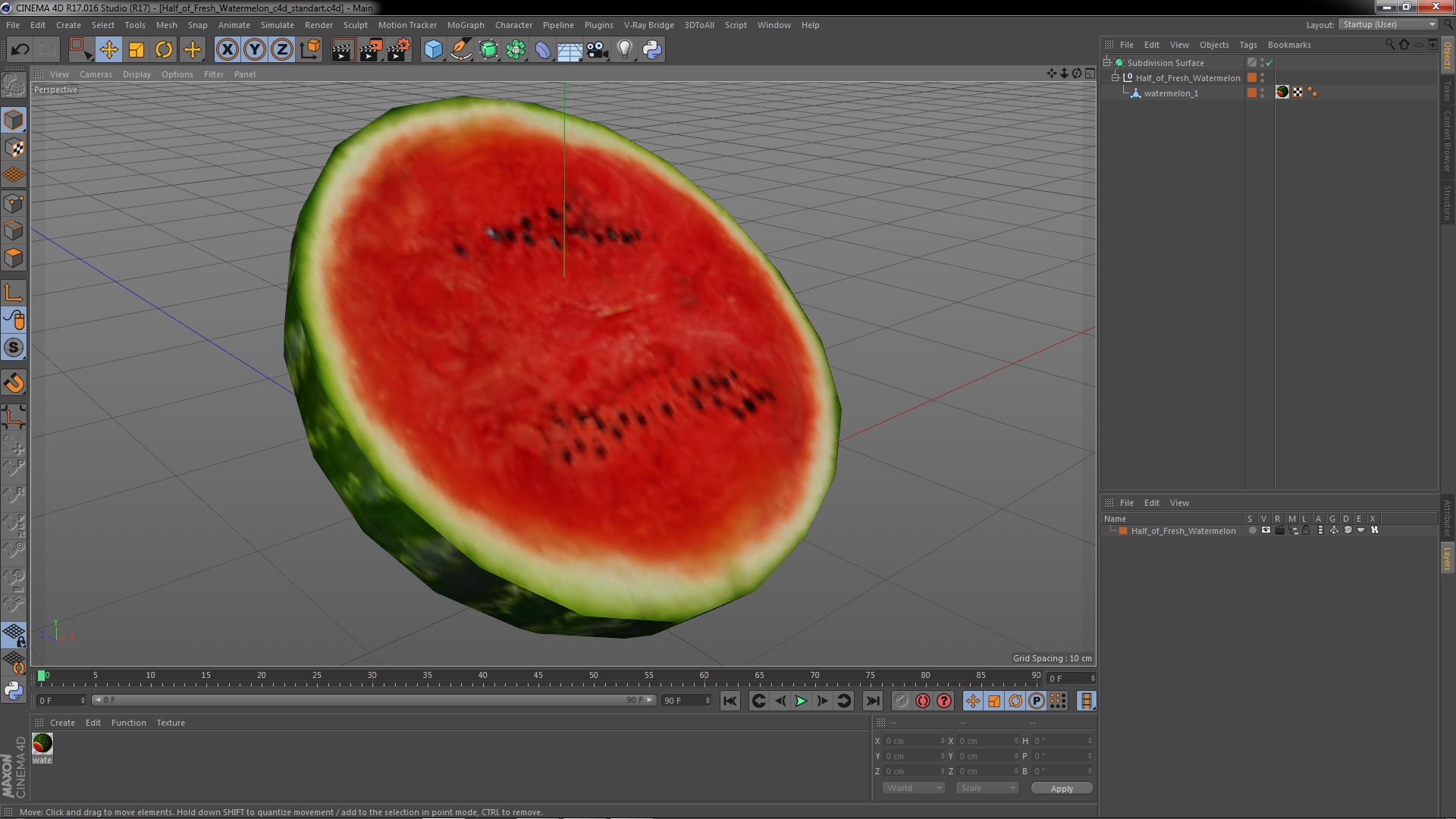 Half of Fresh Watermelon 3D model