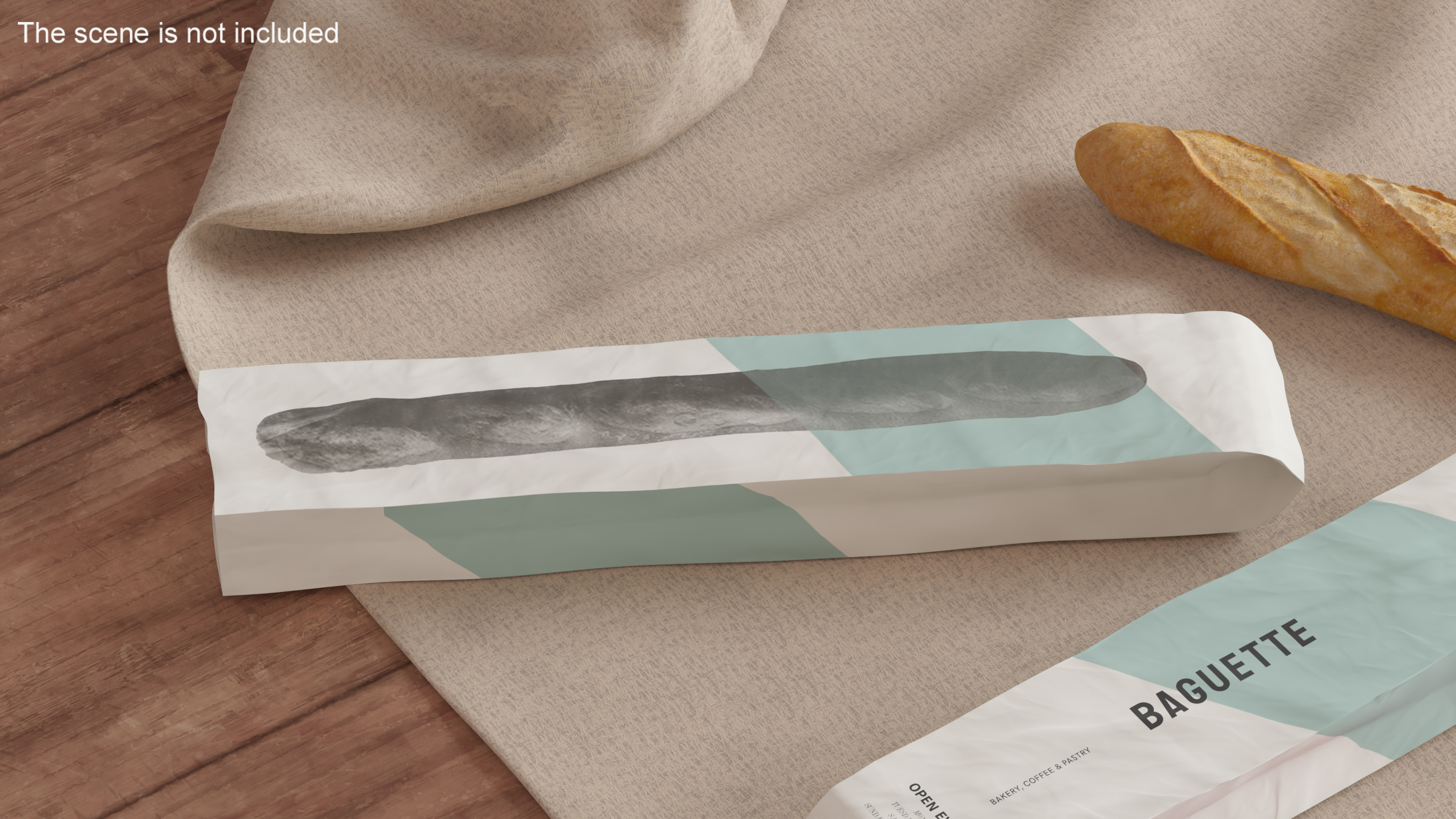 3D model Baguette Bread Paper Bag Empty