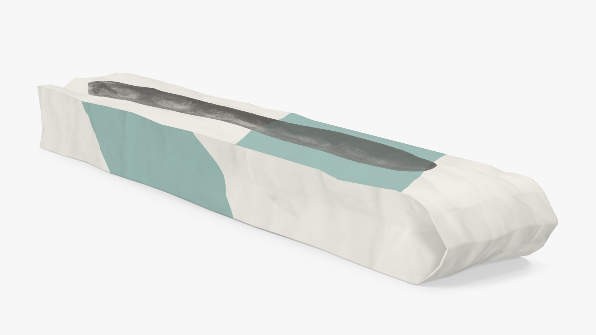 3D model Baguette Bread Paper Bag Empty