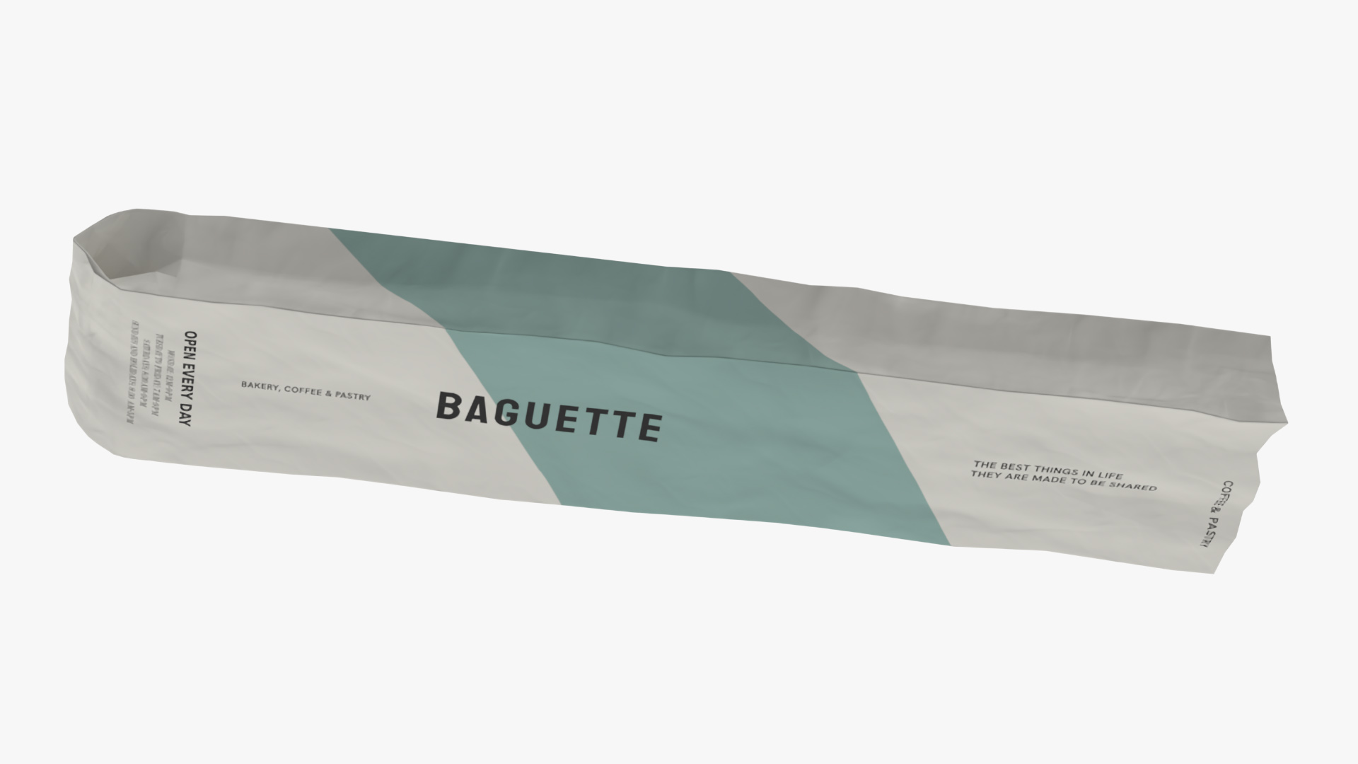 3D model Baguette Bread Paper Bag Empty