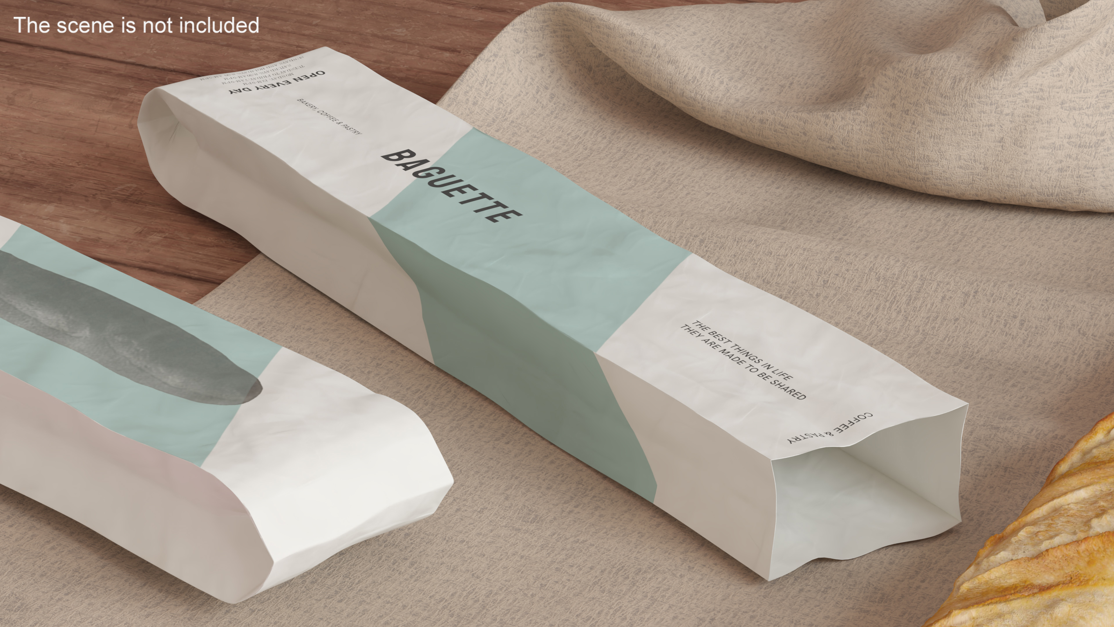3D model Baguette Bread Paper Bag Empty
