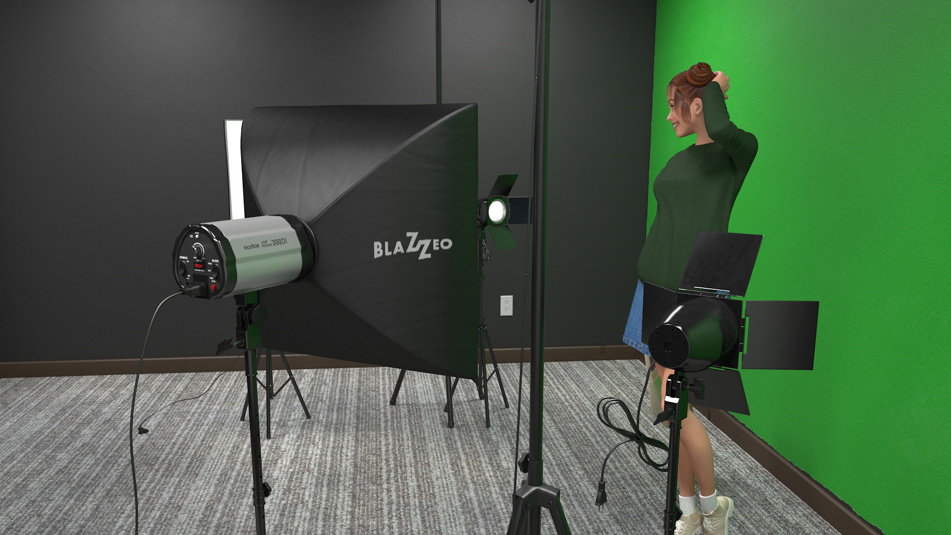 3D Female Character in Photo Studio Setup model