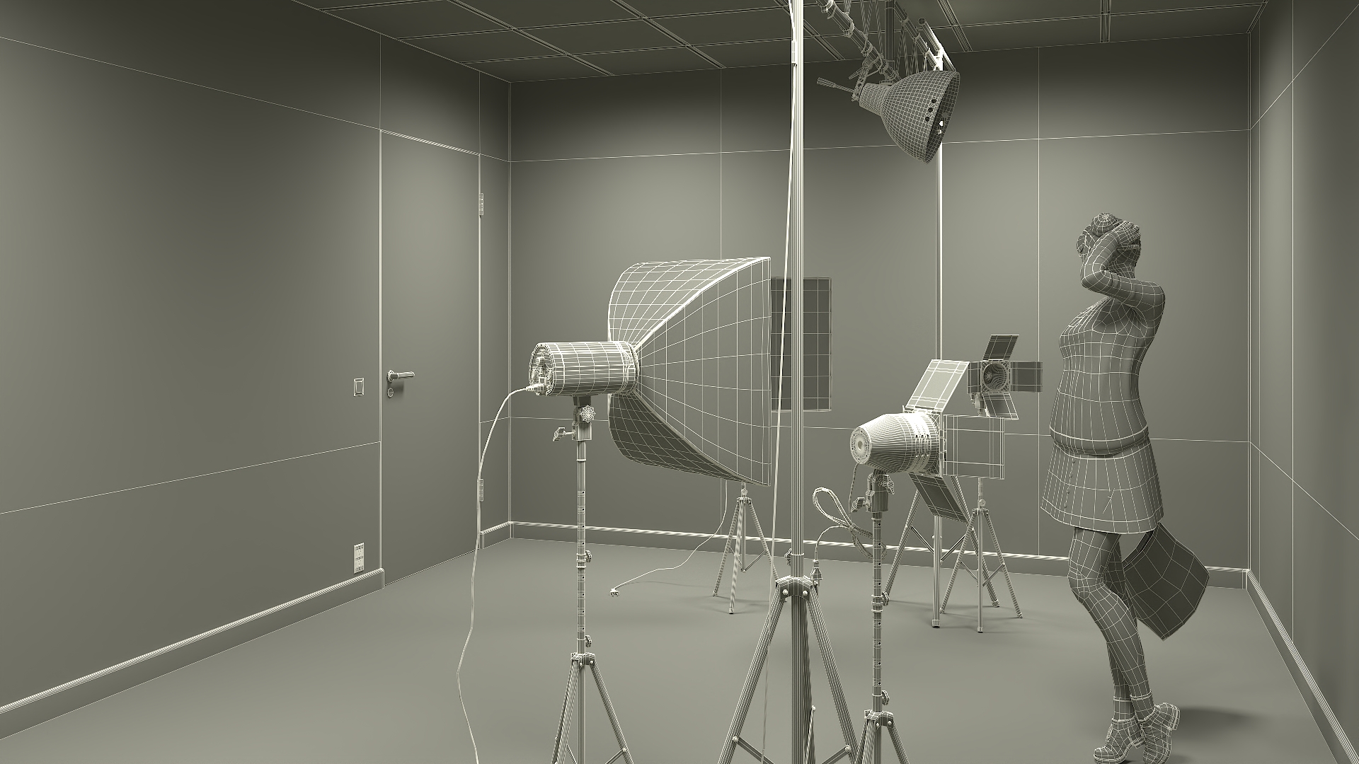 3D Female Character in Photo Studio Setup model
