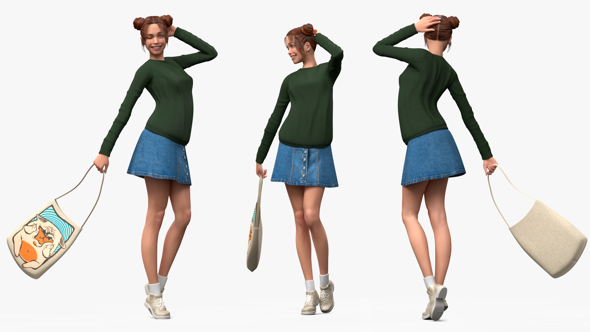 3D Female Character in Photo Studio Setup model