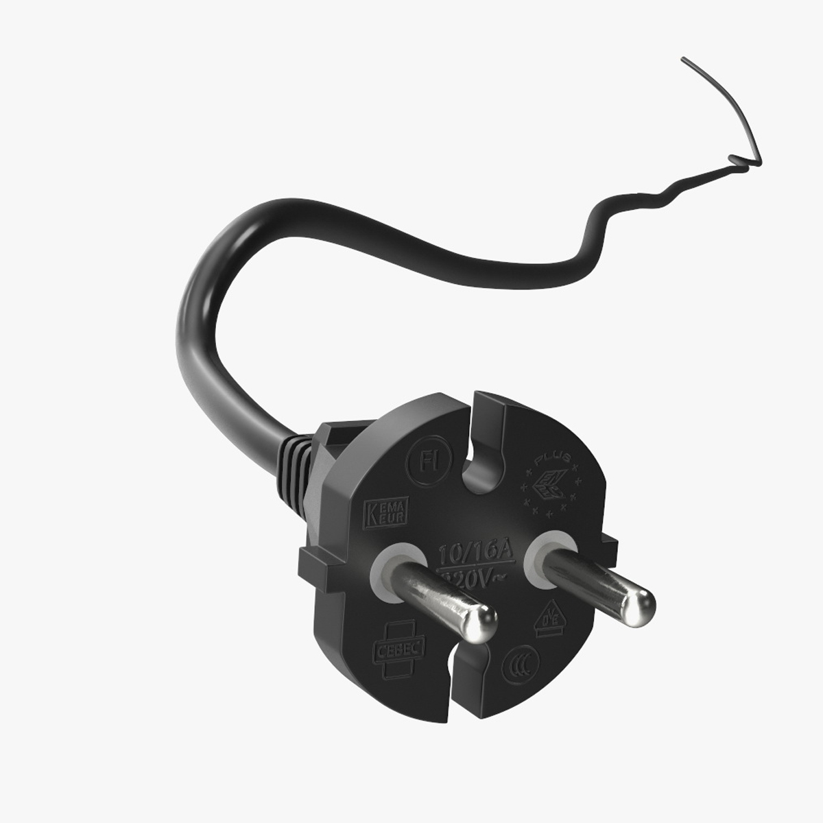 Type E Electric Plug Black Rigged for Cinema 4D 3D