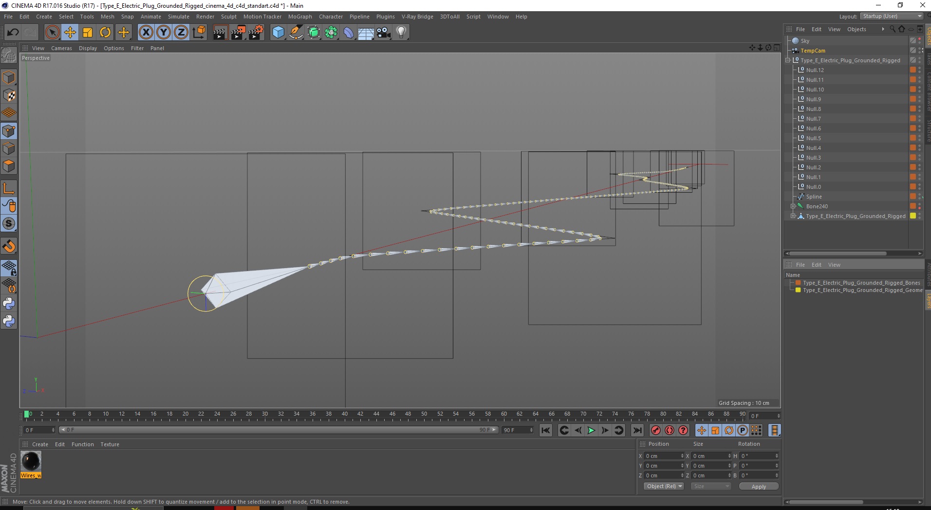Type E Electric Plug Black Rigged for Cinema 4D 3D
