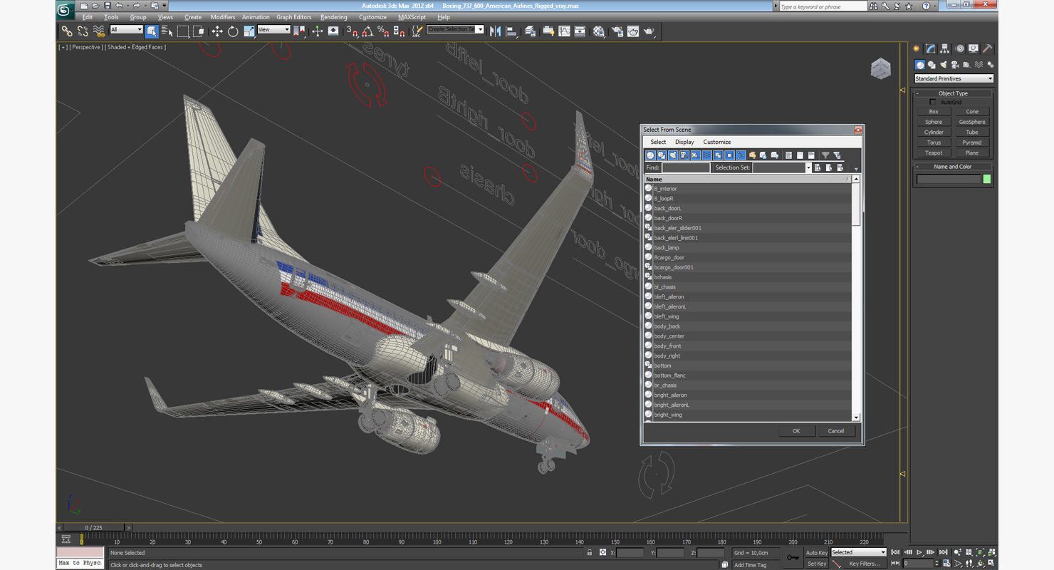 Boeing 737 600 American Airlines Rigged 3D model