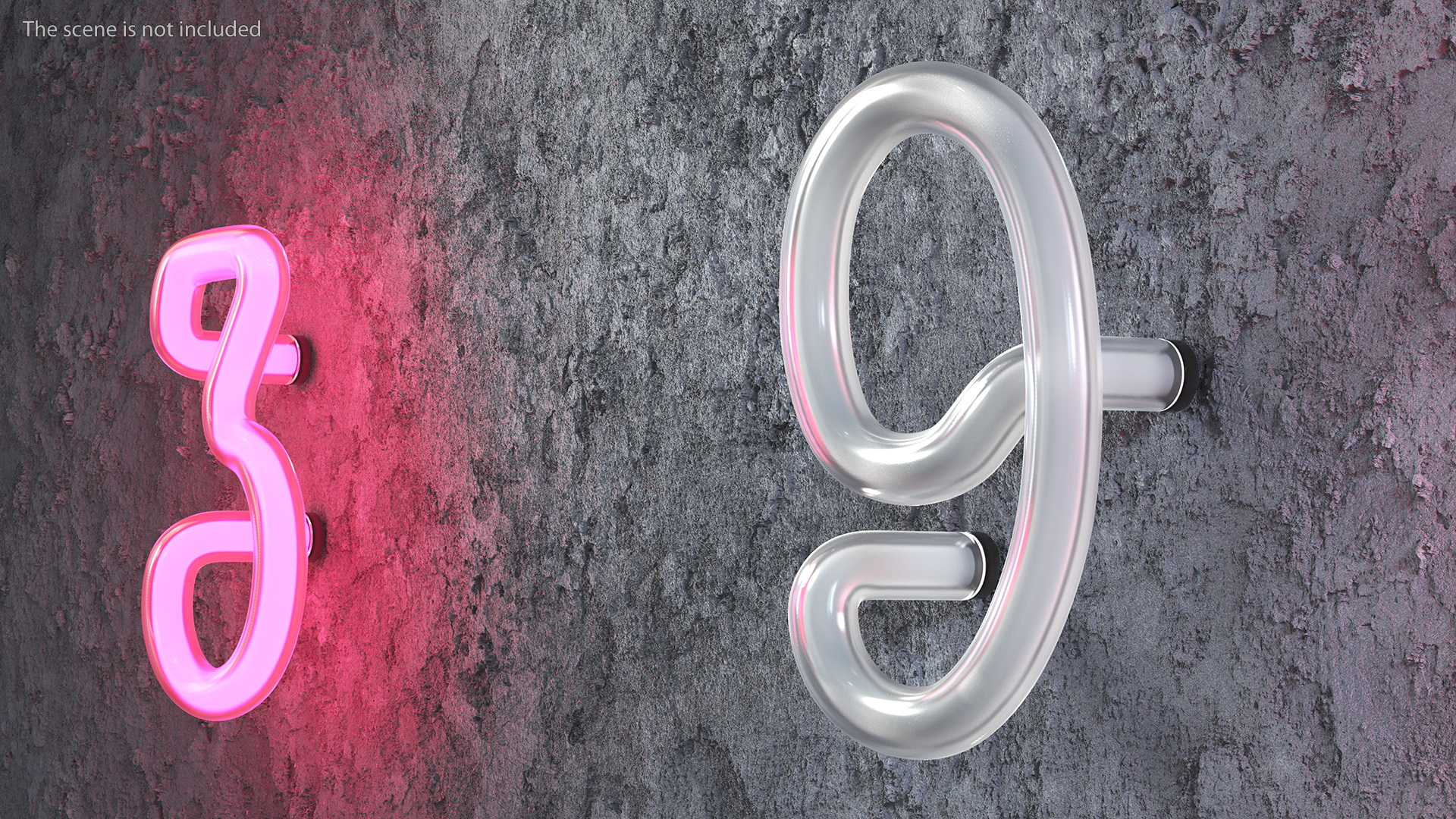 Neon Tube Light Number 9 3D model