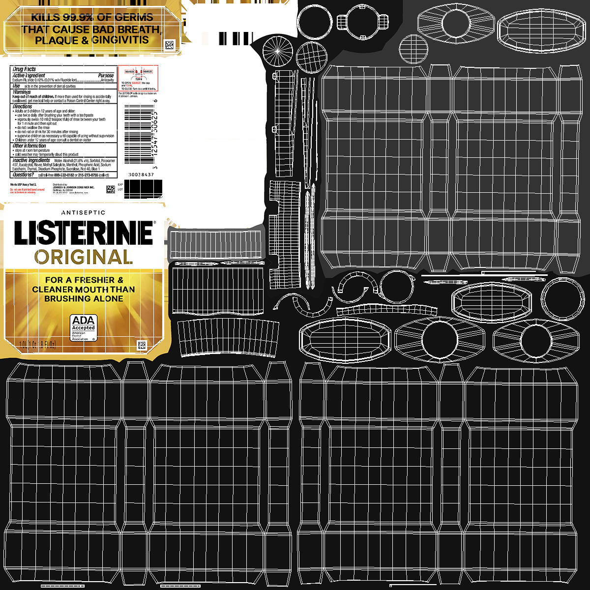 Listerine Original Oral Care Antiseptic Mouthwash 1L 3D
