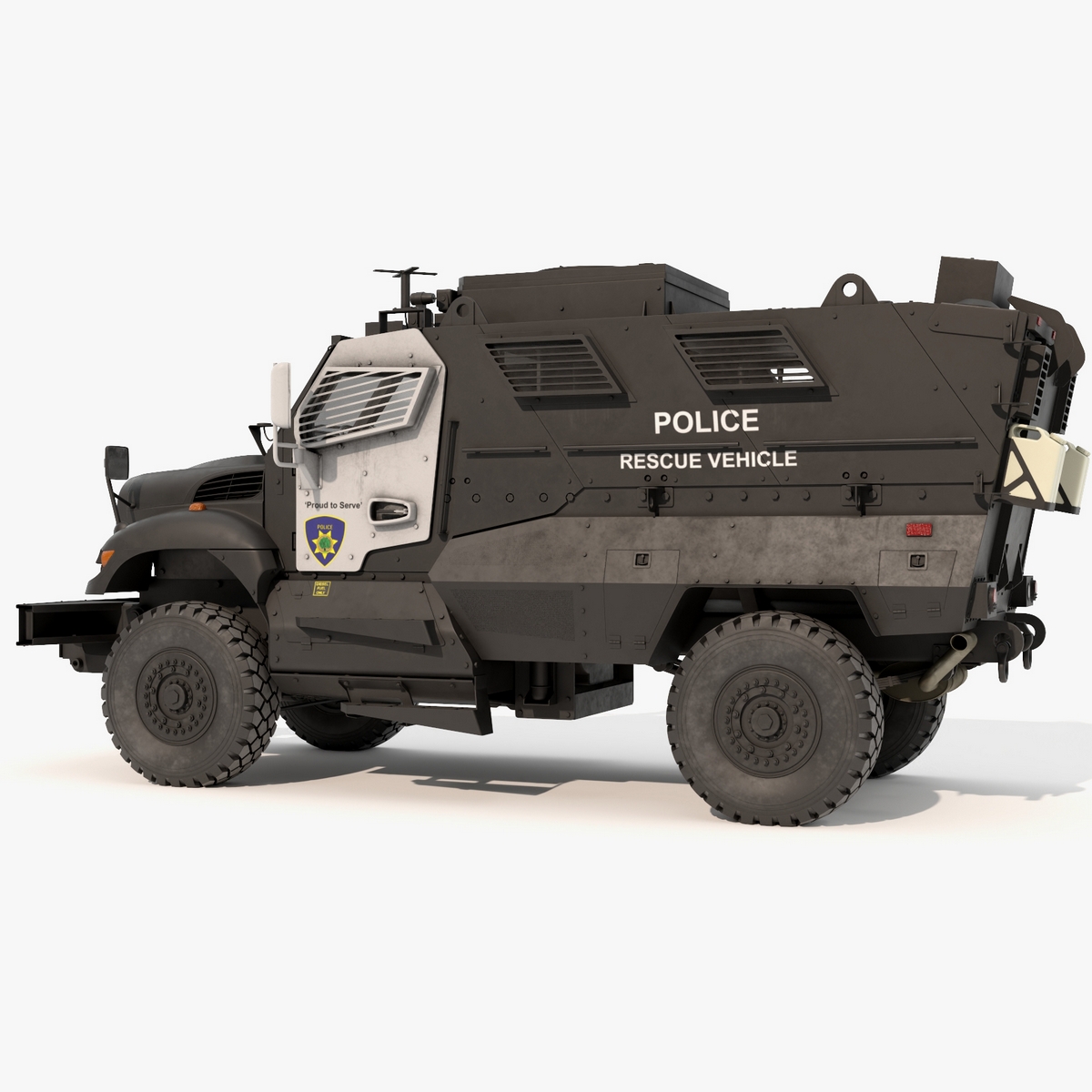3D Armored Police Rescue Vehicle Black Rigged for Maya