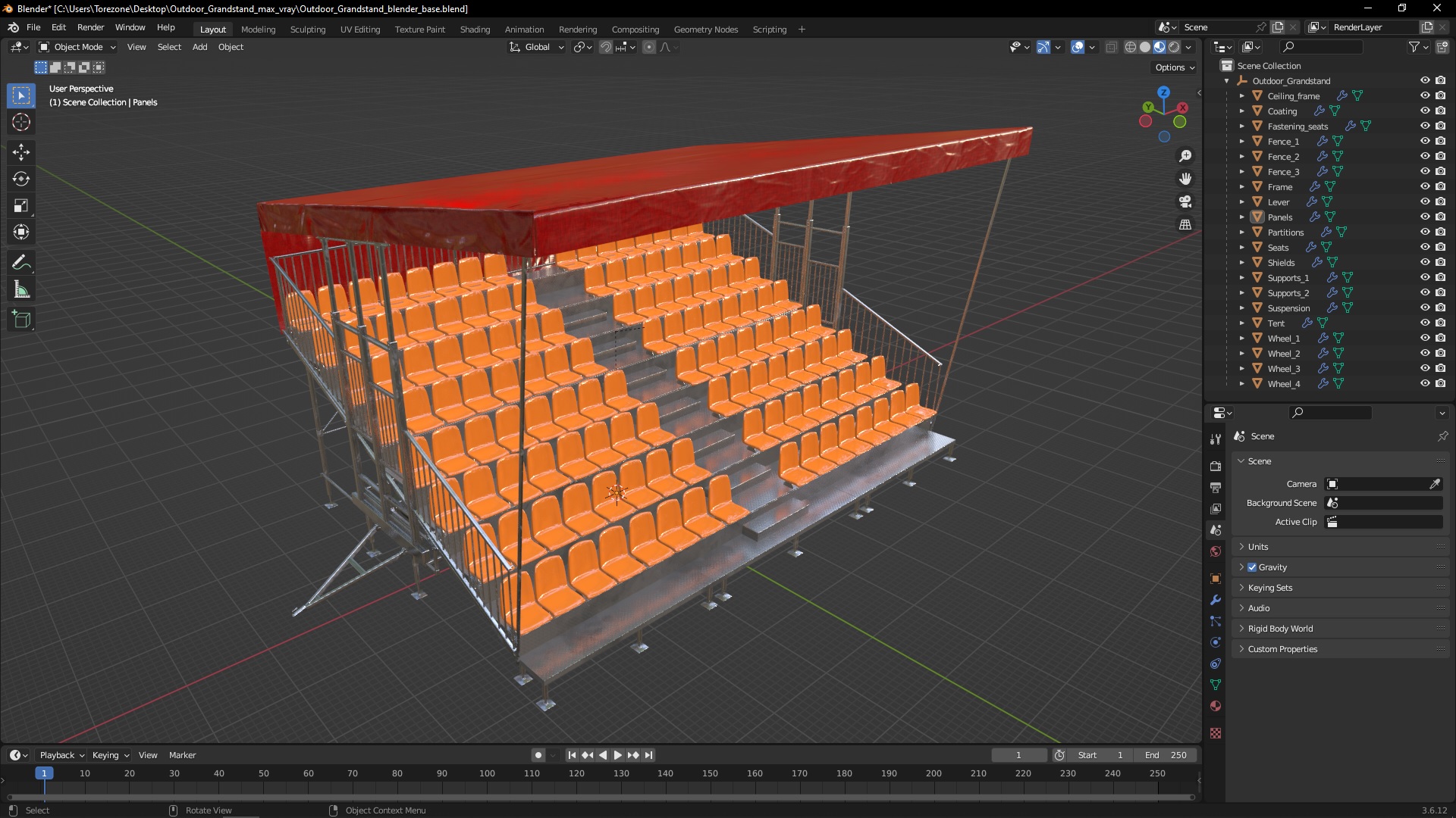 3D Outdoor Grandstand model