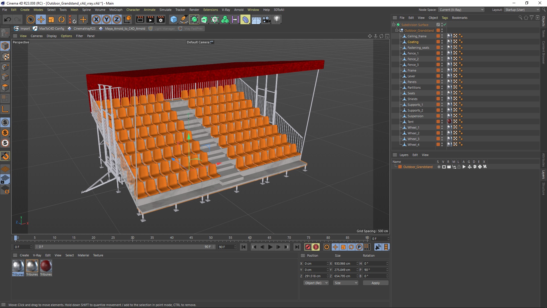3D Outdoor Grandstand model