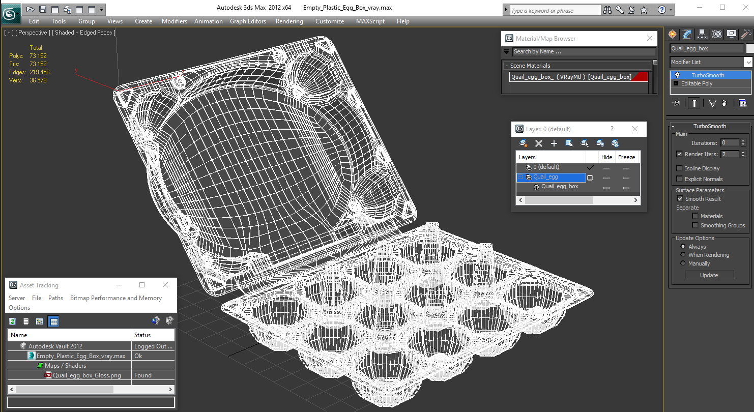 3D Empty Plastic Egg Box