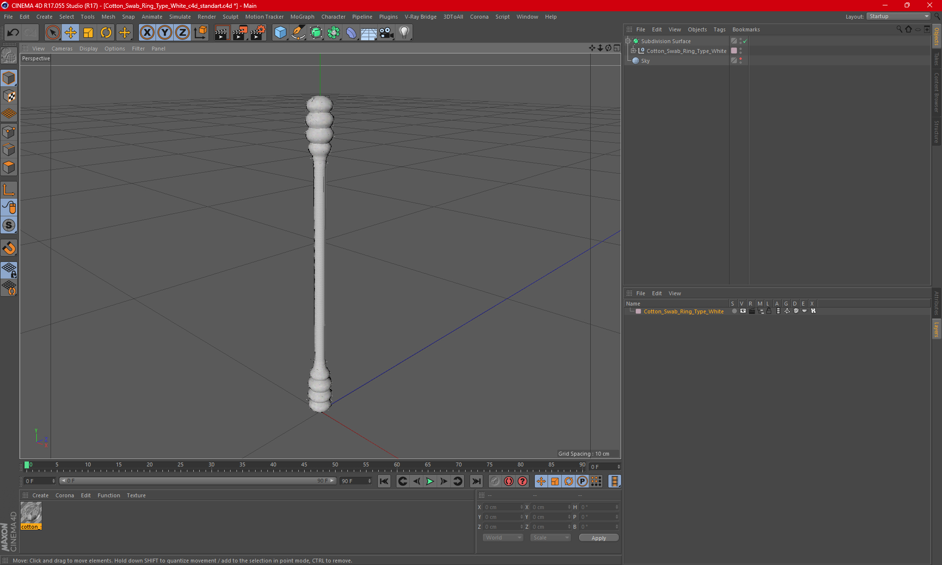 Cotton Swab Ring Type White 3D