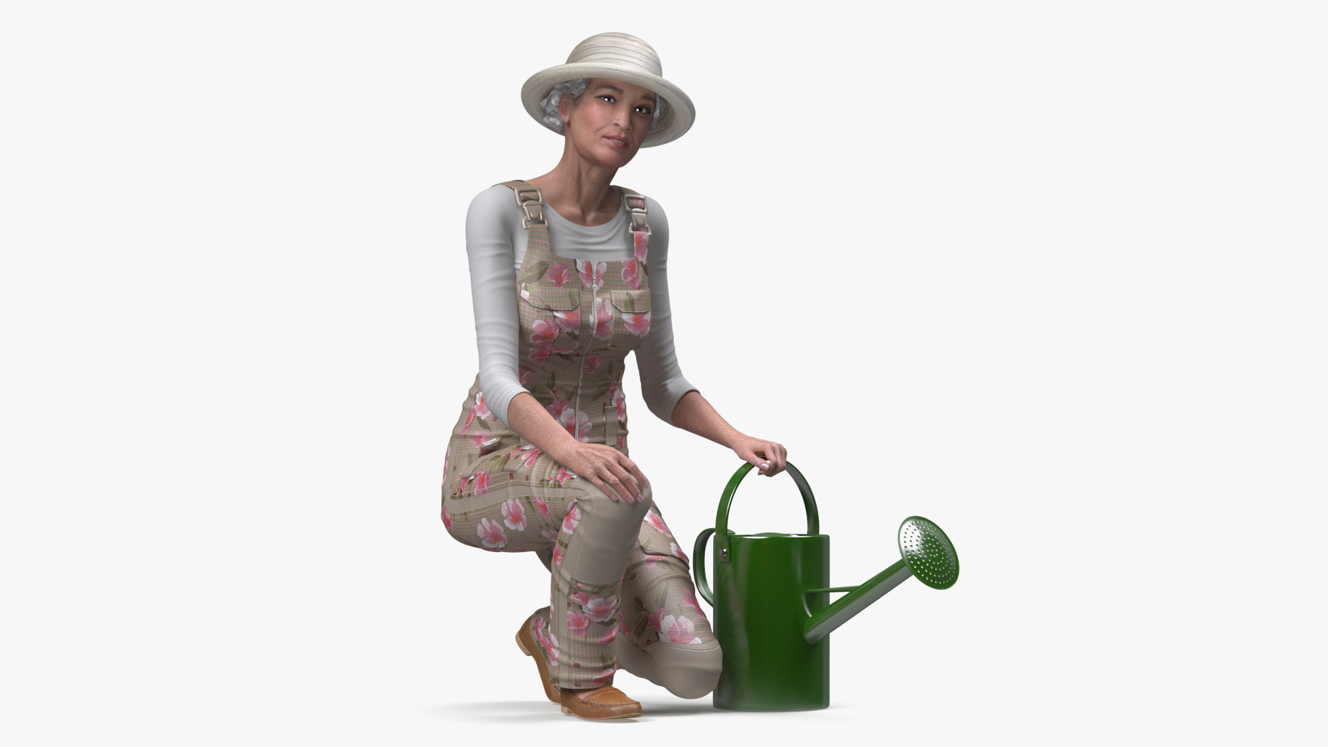 3D Gardener Asian Woman Rigged for Maya