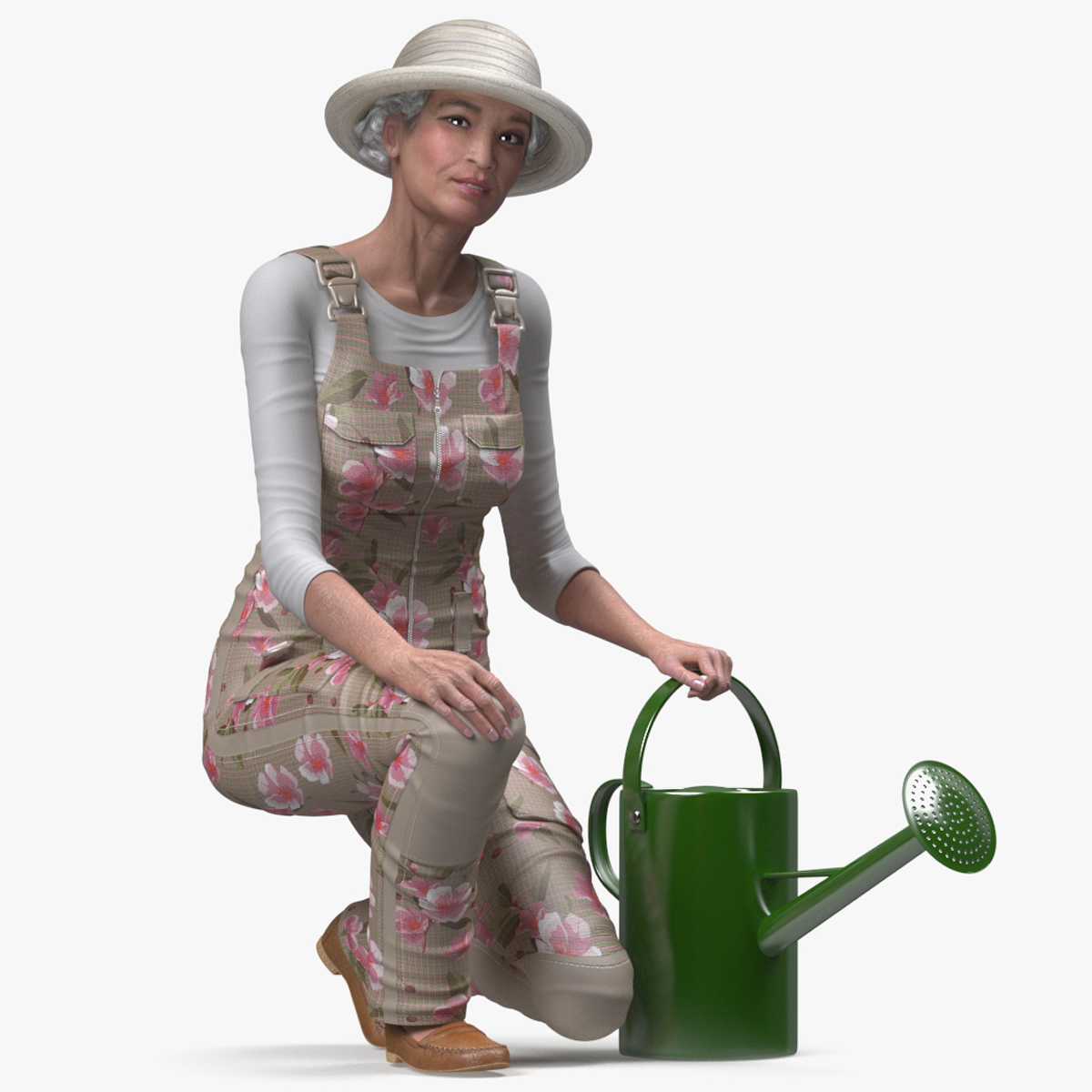 3D Gardener Asian Woman Rigged for Maya