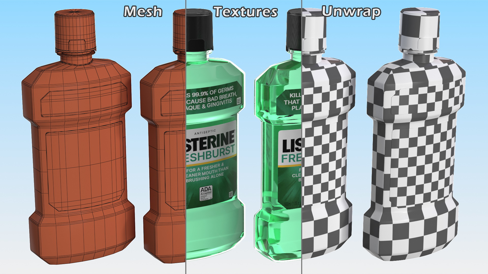 Listerine Freshburst Antiseptic Mouthwash 500ml 3D