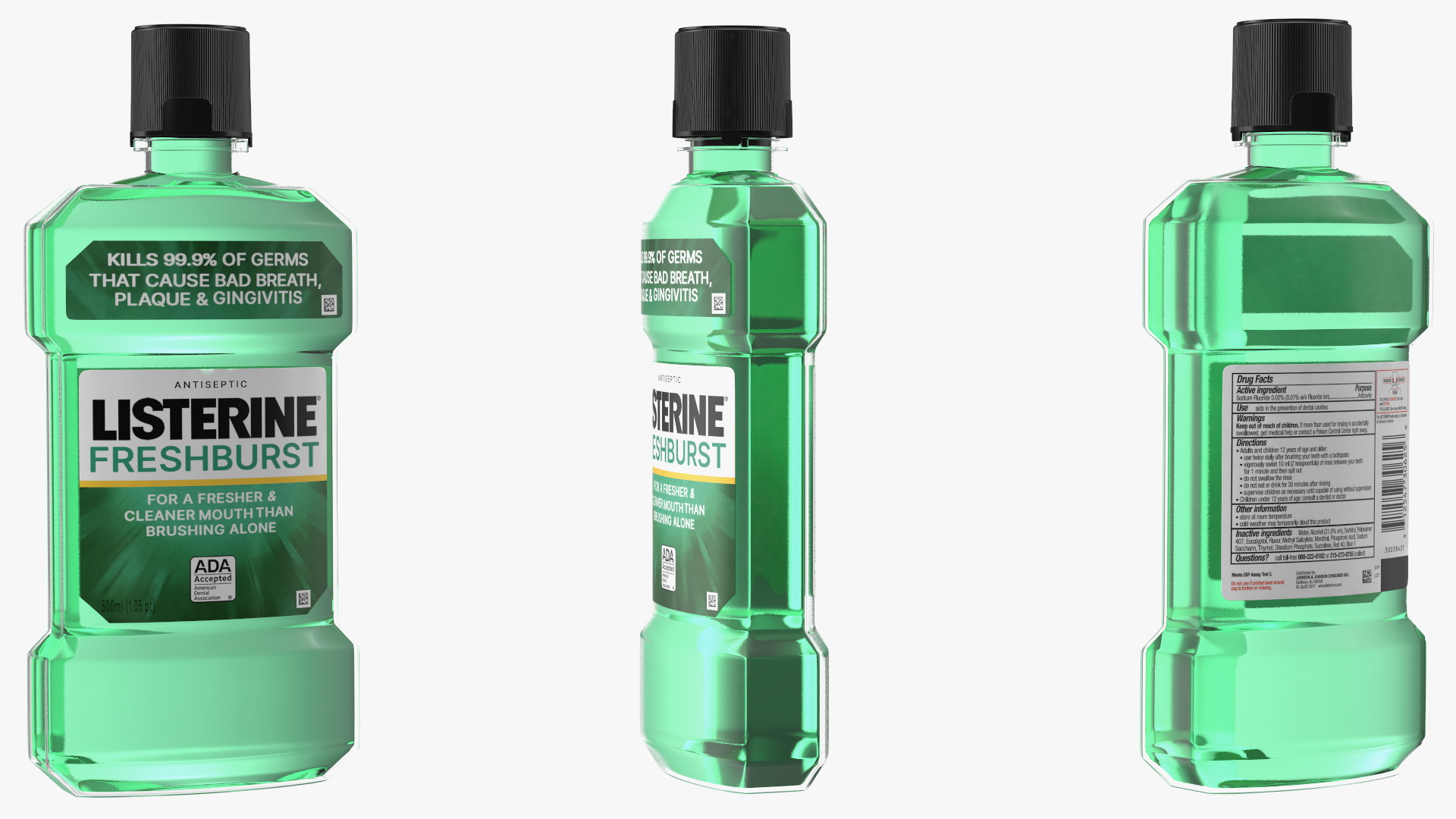 Listerine Freshburst Antiseptic Mouthwash 500ml 3D