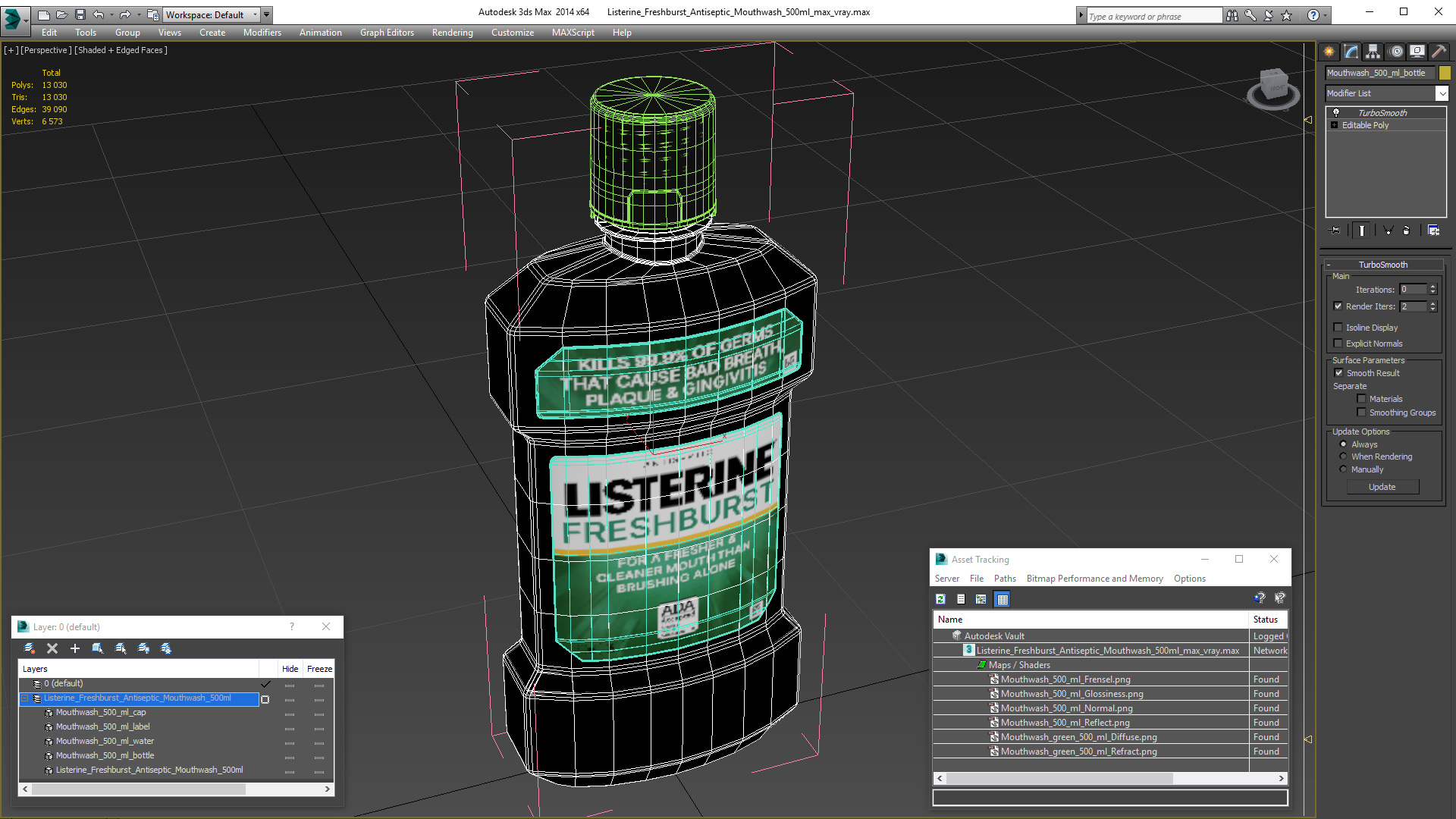 Listerine Freshburst Antiseptic Mouthwash 500ml 3D