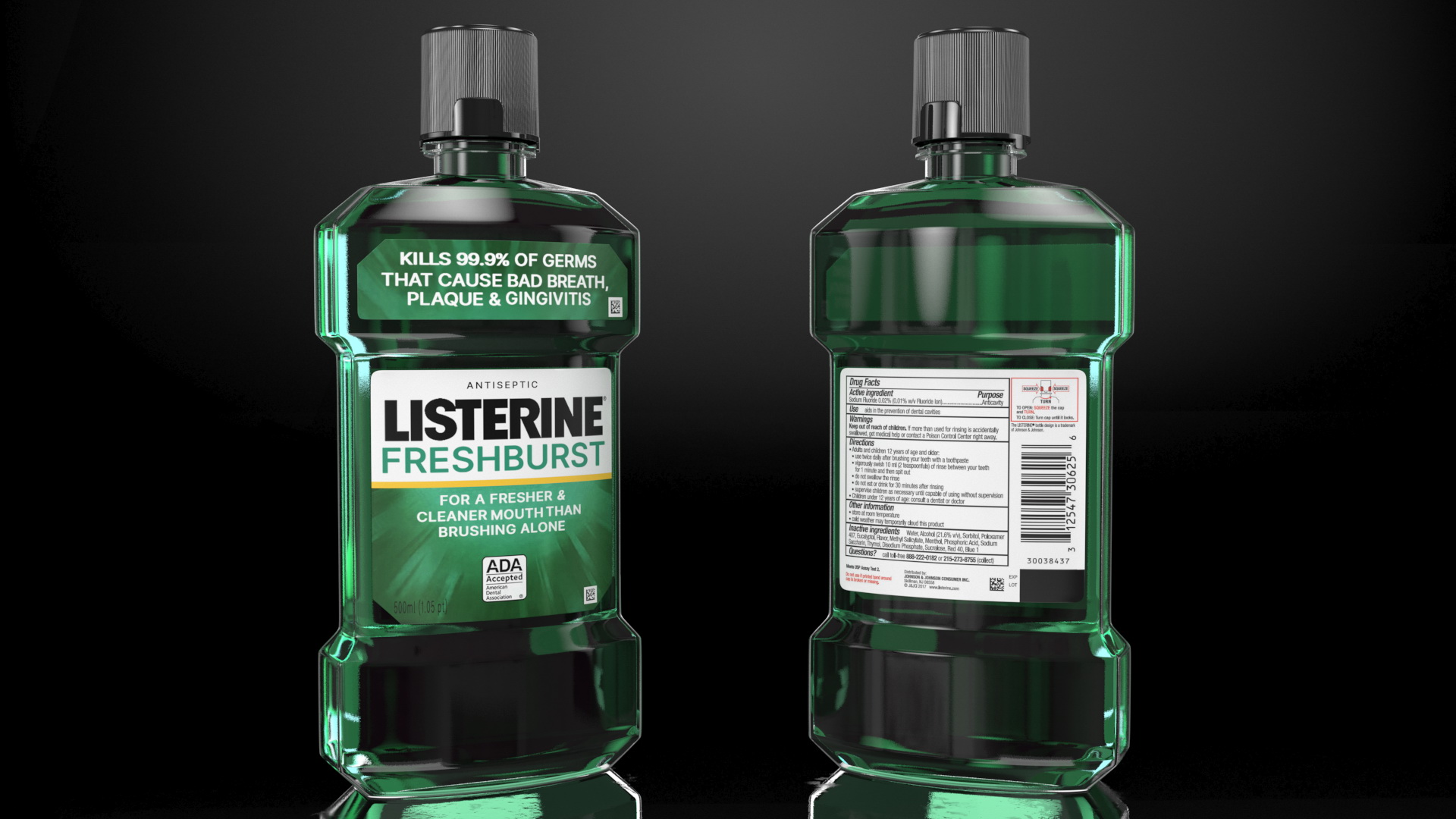 Listerine Freshburst Antiseptic Mouthwash 500ml 3D