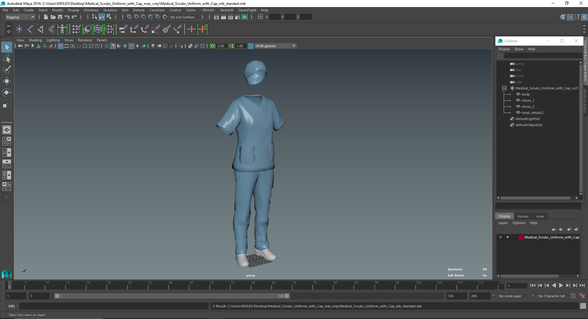 3D Medical Scrubs Uniform with Cap