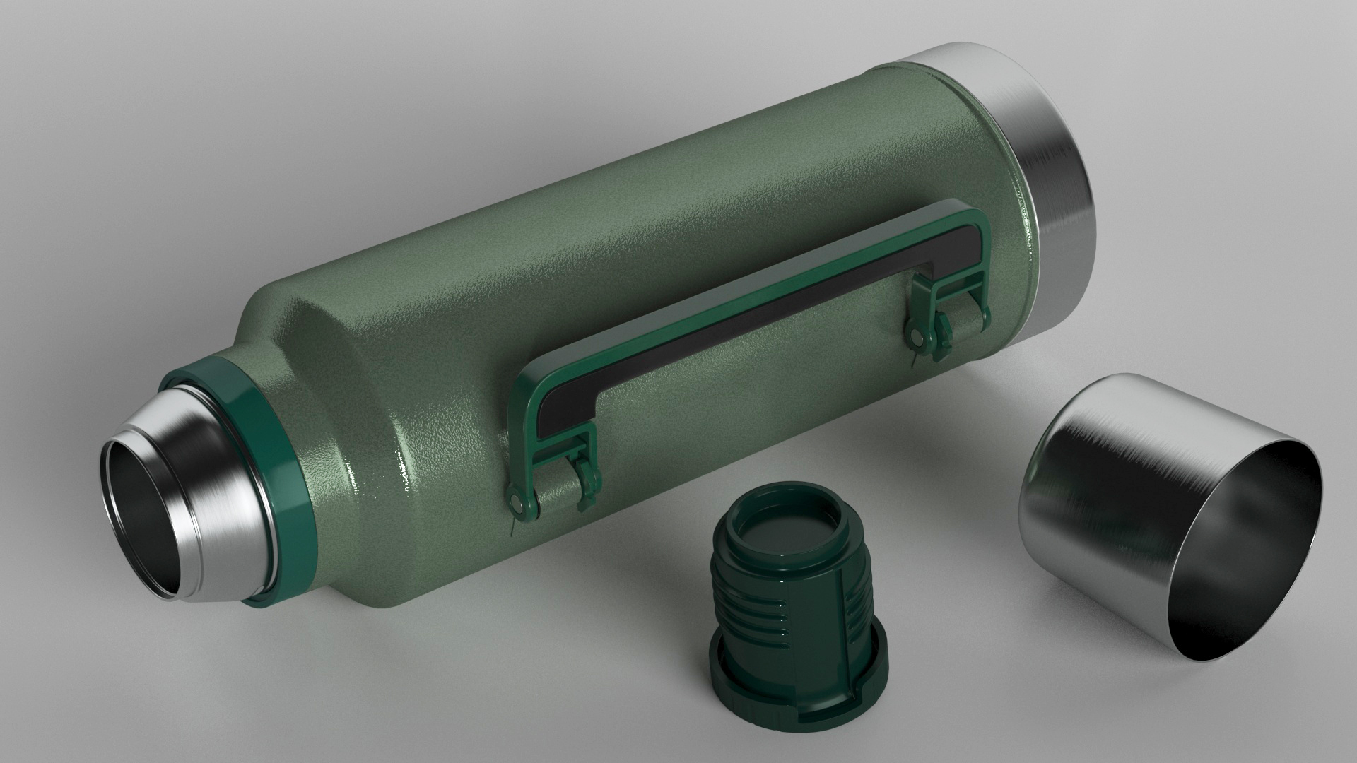 3D Stanley Classic Bottle Open with Folded Handle