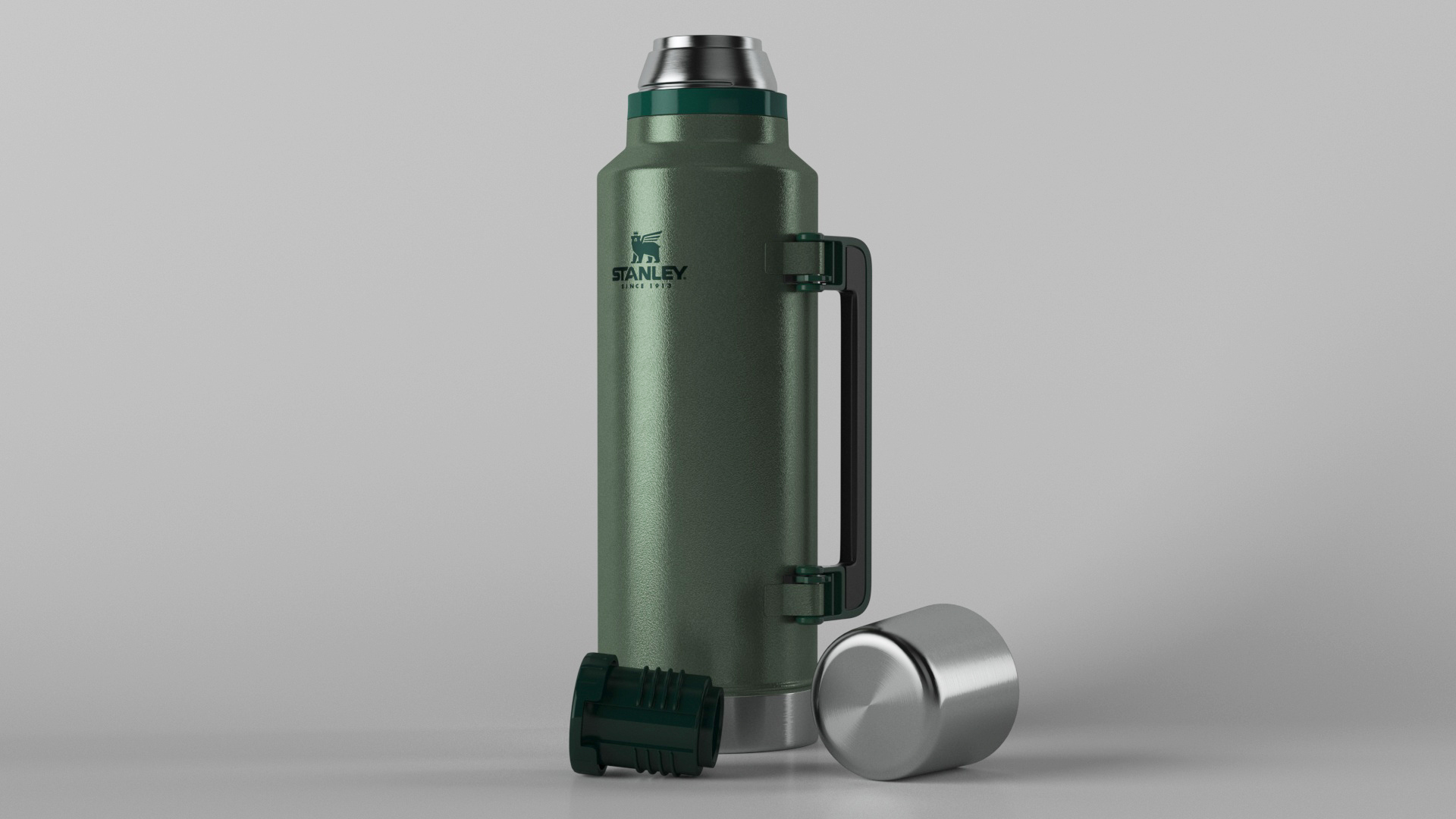 3D Stanley Classic Bottle Open with Folded Handle