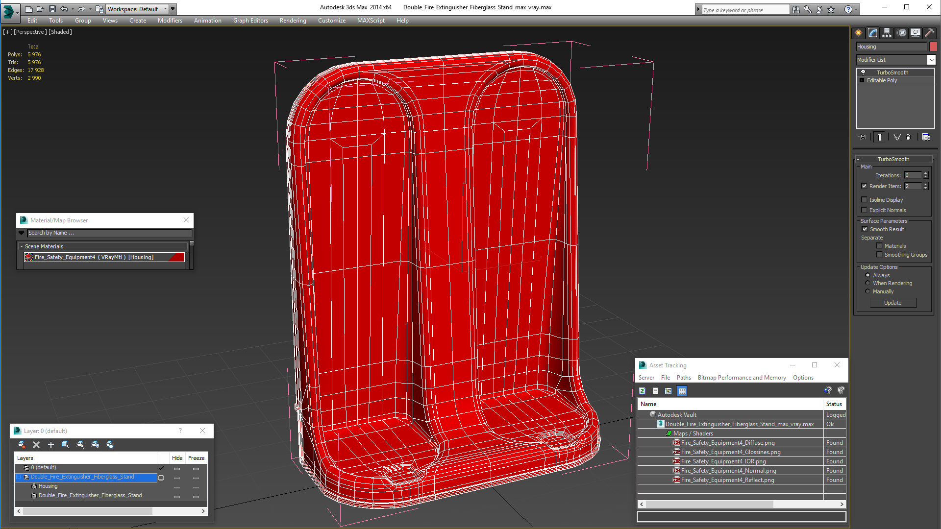 3D Double Fire Extinguisher Fiberglass Stand