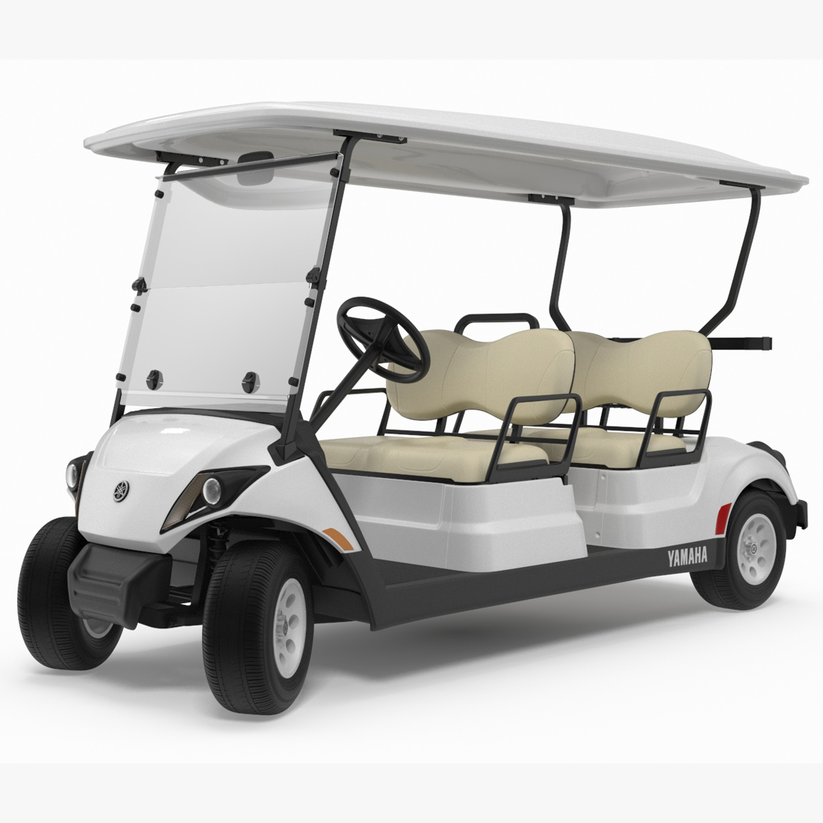 Resort Electric Car Yamaha Four Seat Rigged for Cinema 4D 3D