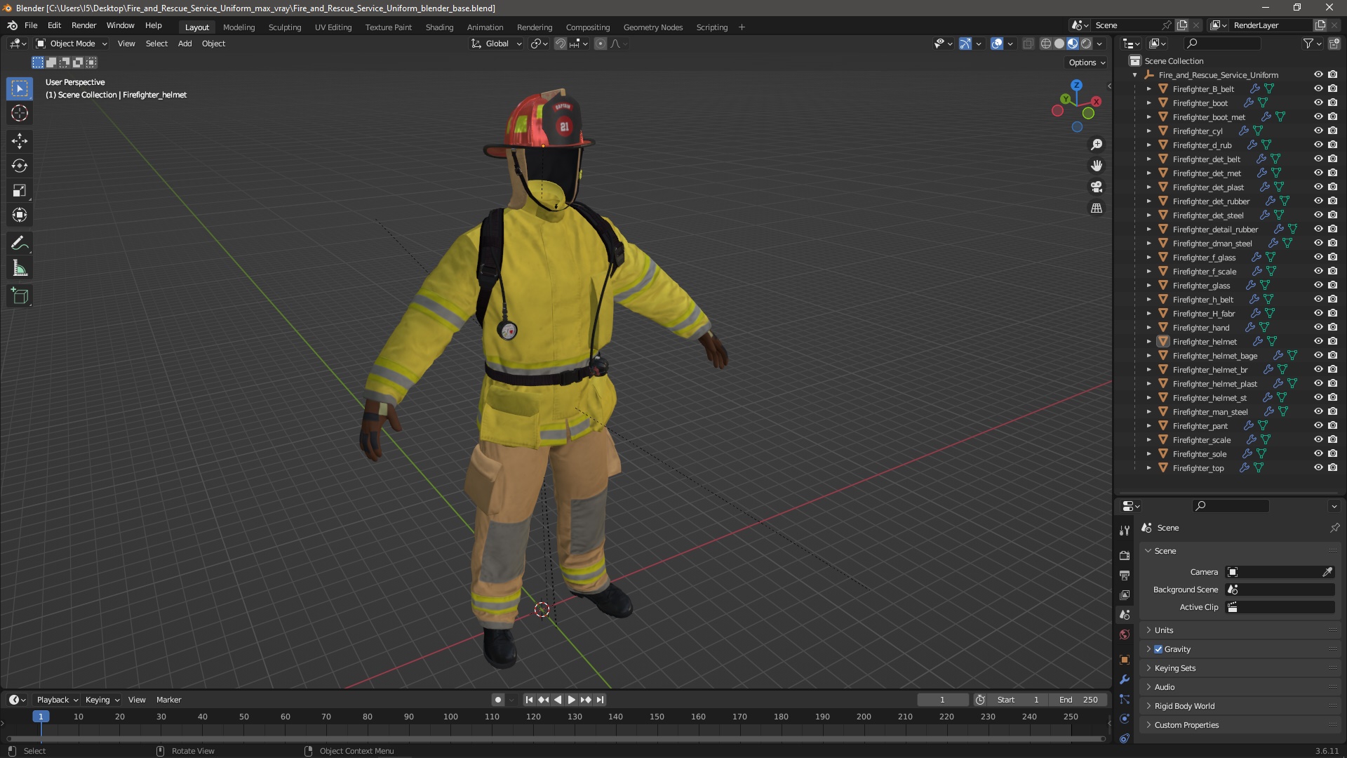 3D Fire and Rescue Service Uniform