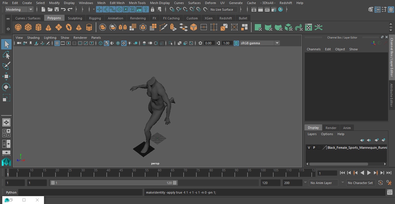 Black Female Sports Mannequin Running 3D