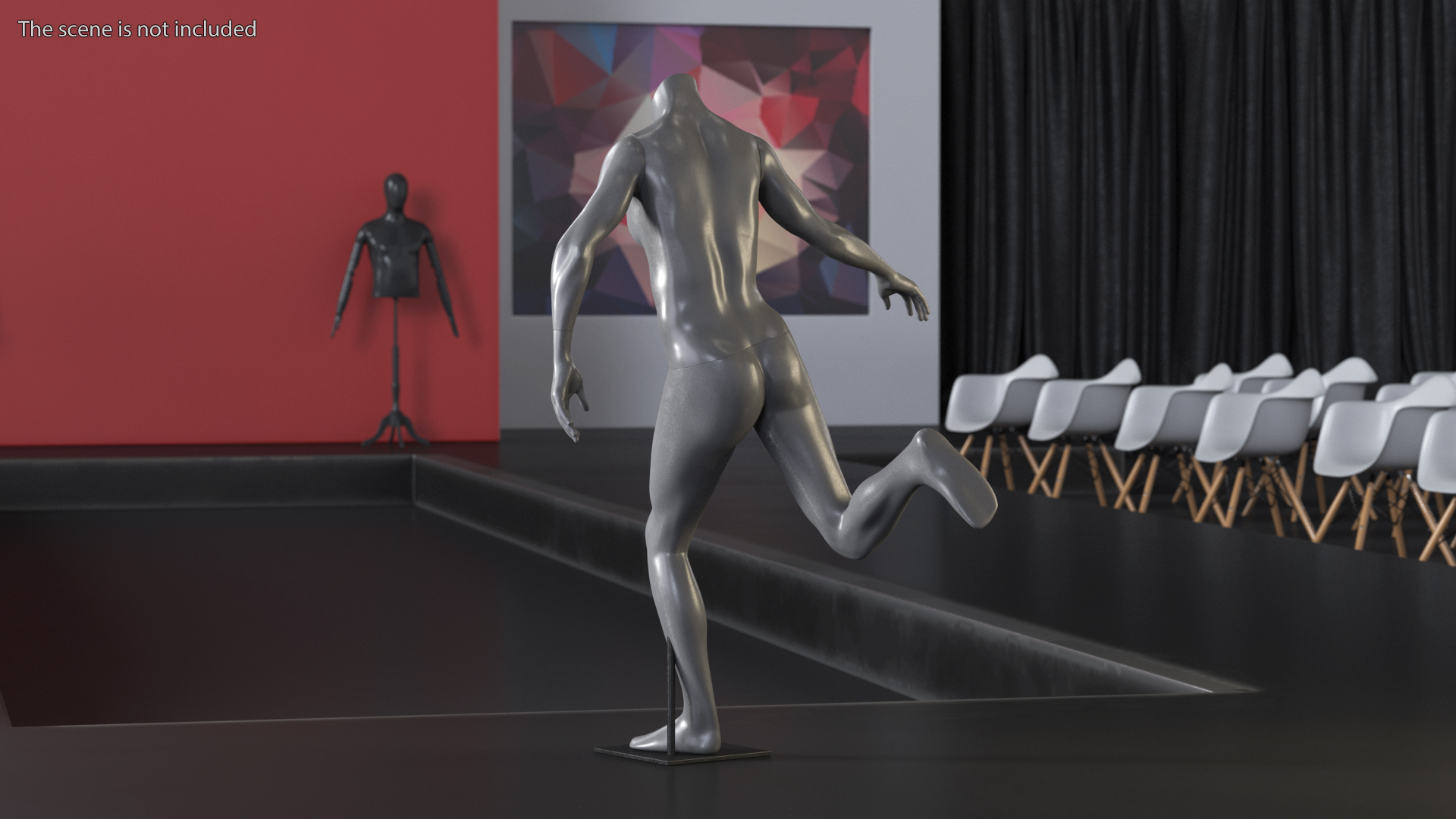 Black Female Sports Mannequin Running 3D