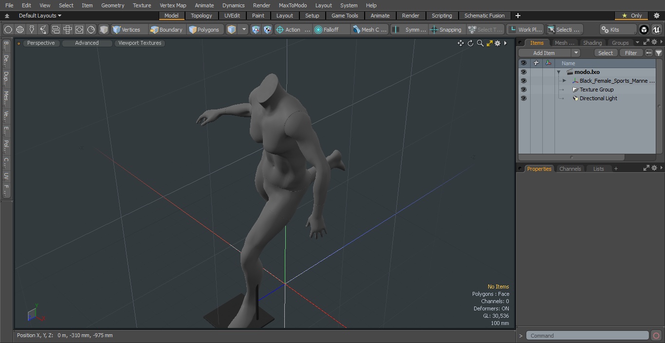 Black Female Sports Mannequin Running 3D