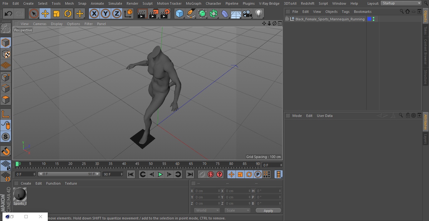 Black Female Sports Mannequin Running 3D