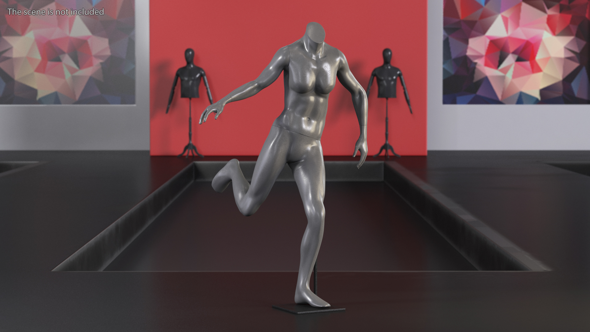 Black Female Sports Mannequin Running 3D